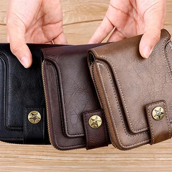 Anniversary gifts zipper card holder bifold mens wallet