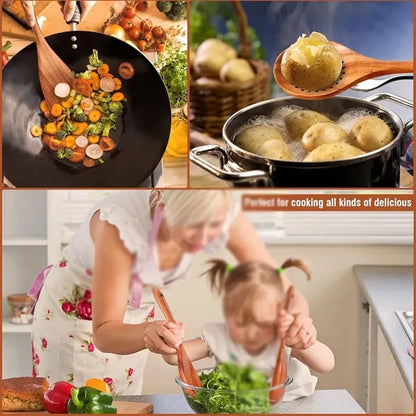 Cooking gadgets spoons 9 piece wooden kitchen utensil set