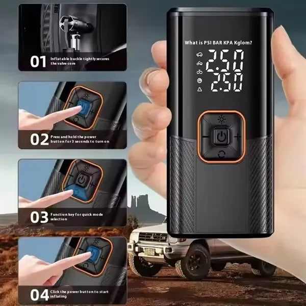 Portable Wireless Tire Inflator USB Air Pump Compressor