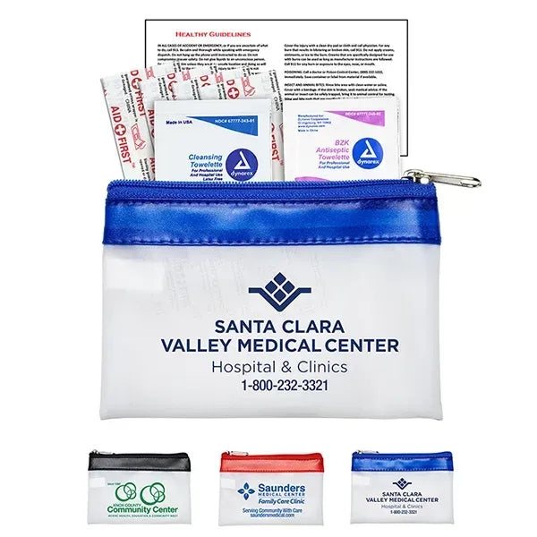 7 Piece First Aid Kit in Colorful Zipper Vinyl Pouch