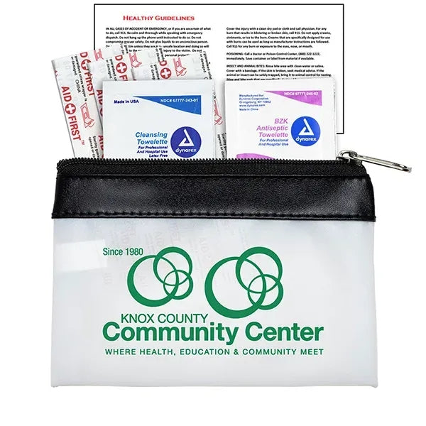 7 Piece First Aid Kit in Colorful Zipper Vinyl Pouch
