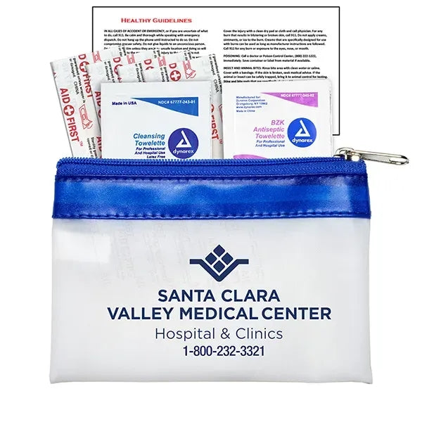 7 Piece First Aid Kit in Colorful Zipper Vinyl Pouch