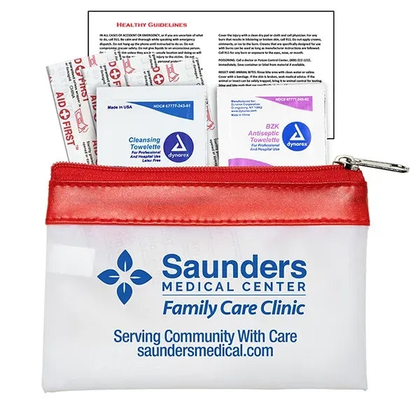 7 Piece First Aid Kit in Colorful Zipper Vinyl Pouch