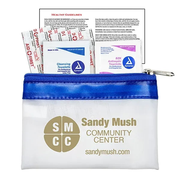 7 Piece First Aid Kit in Colorful Zipper Vinyl Pouch