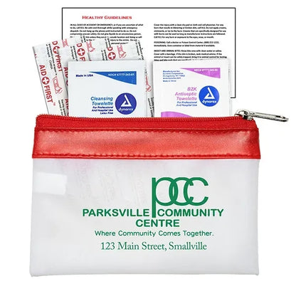 7 Piece First Aid Kit in Colorful Zipper Vinyl Pouch