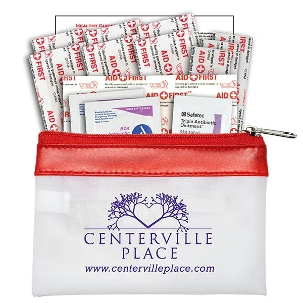 14 Piece First Aid Kit in Colorful Zipper Vinyl Pouch