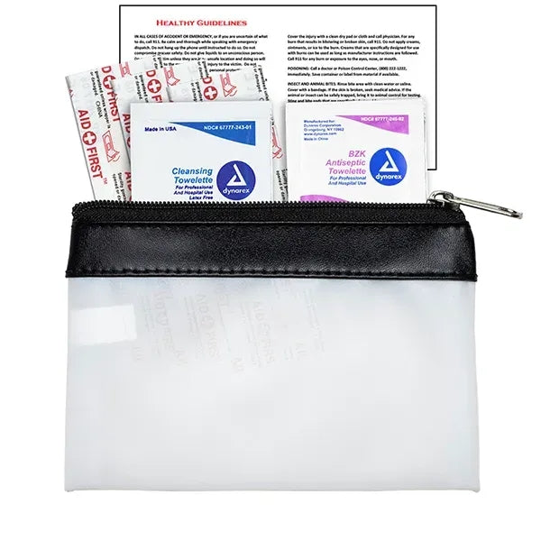 7 Piece First Aid Kit in Colorful Zipper Vinyl Pouch