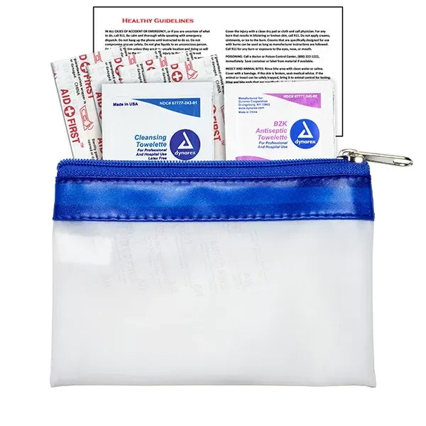 7 Piece First Aid Kit in Colorful Zipper Vinyl Pouch