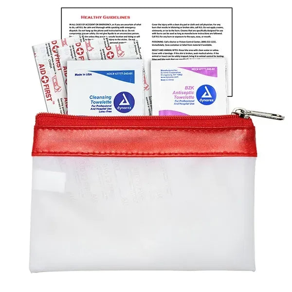 7 Piece First Aid Kit in Colorful Zipper Vinyl Pouch