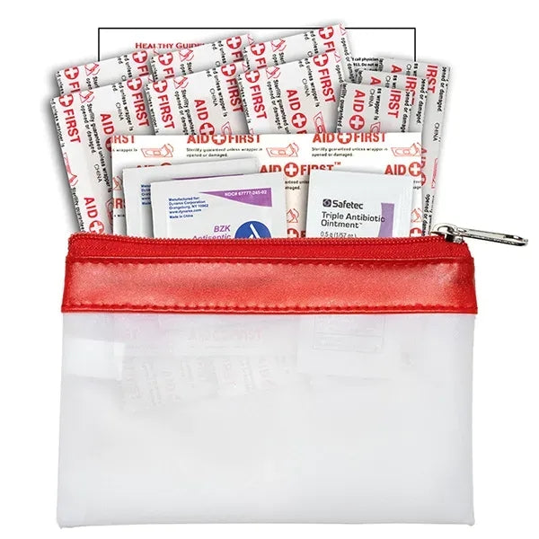 14 Piece First Aid Kit in Colorful Zipper Vinyl Pouch