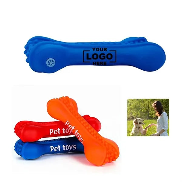 Durable Squeaky Dog Chew Toy Rubber Bone
