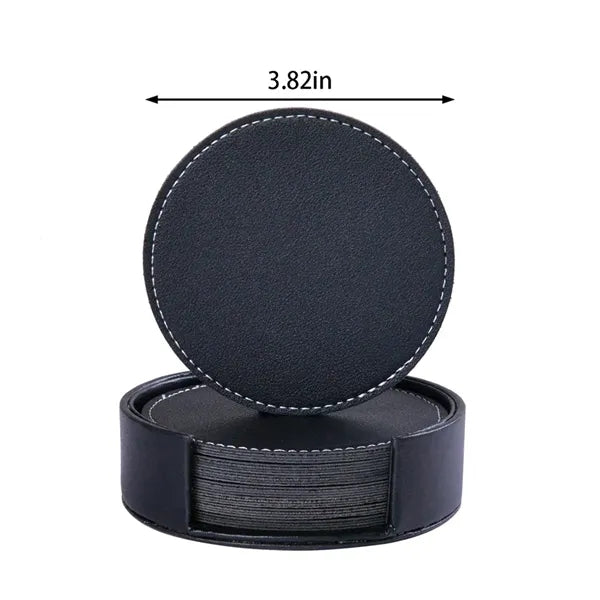 Elegant home decor gifts PU leather coasters with holder