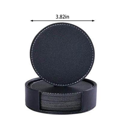 Elegant home decor gifts PU leather coasters with holder