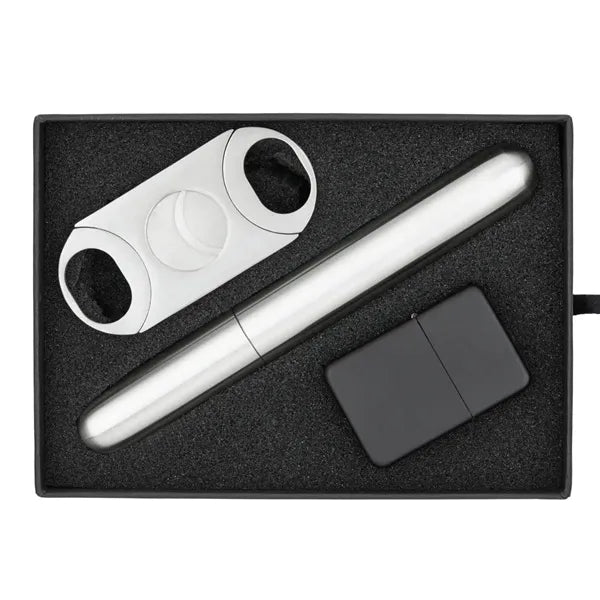 Cubano Cigar Holder Lighter and Cutter Gift Set