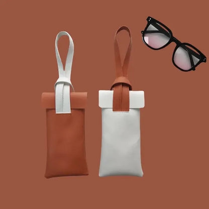 Soft Leather Eyewear Pouch Unisex Sunglasses Organizer