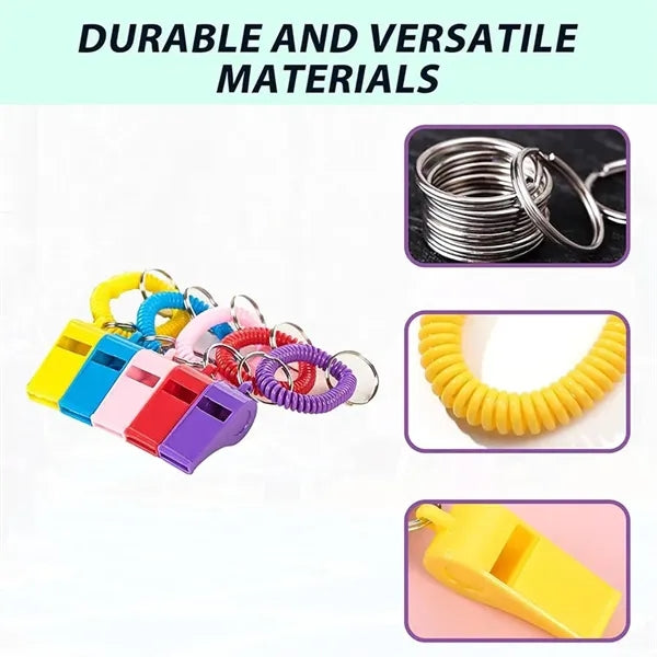 Whistle with Stretch Coil Bracelet and Keychain
