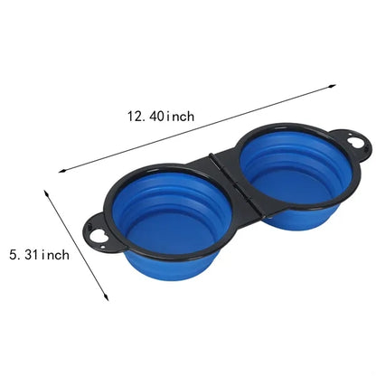 Portable 180 degree flip over collapsible pet dog dual bowls