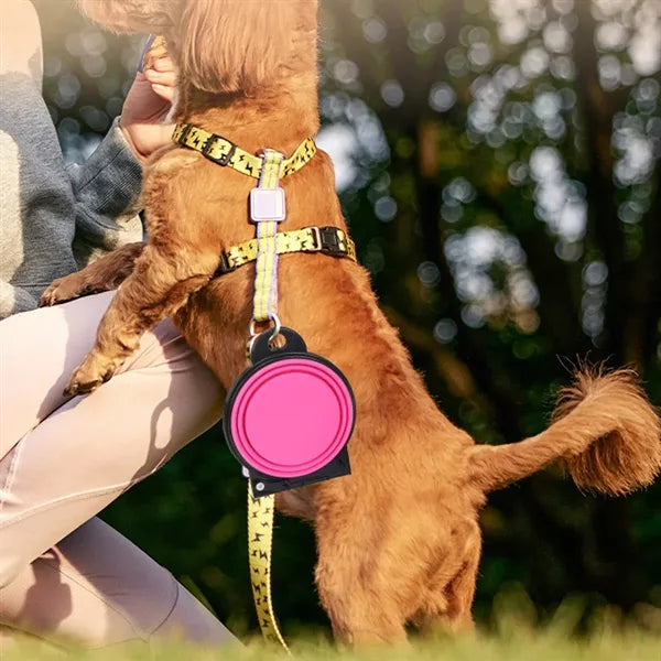 Portable 180 degree flip over collapsible pet dog dual bowls