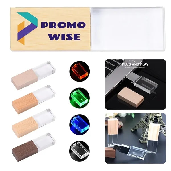 High-Speed Multi-Capacity Options LED Wooden USB Flash Drive