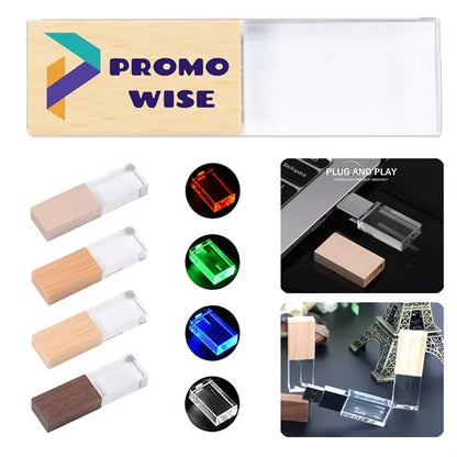 High-Speed Multi-Capacity Options LED Wooden USB Flash Drive