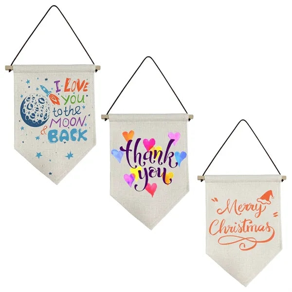 Canvas Wall Hanging with Rod Blank Banner Flags