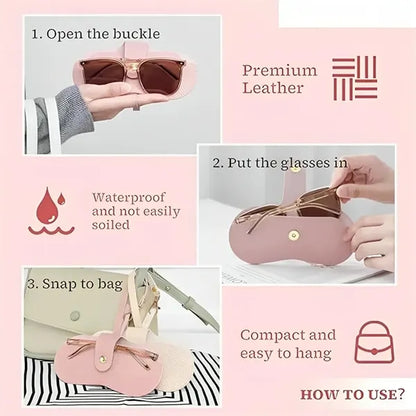Portable Soft Leather Sunglasses Case with Keychain Hook