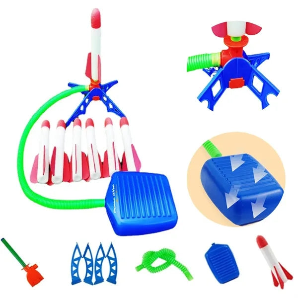 Foot Pump Launch LED Adjustable Angle Foam Air Rocket Toy