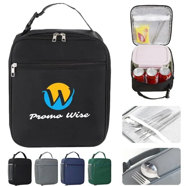 Durable PEVA Lined Multi-Pocket Compact Insulated Lunch Bag