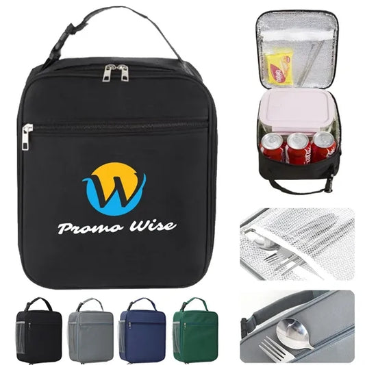 Durable PEVA Lined Multi-Pocket Compact Insulated Lunch Bag