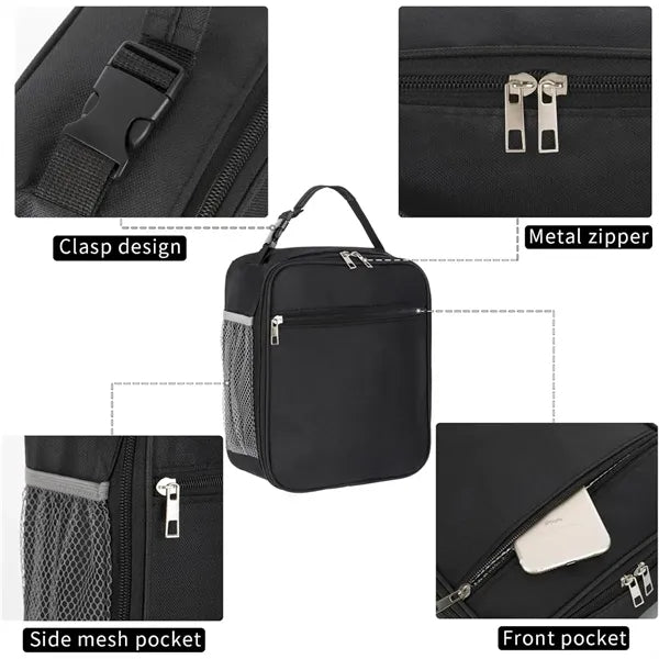 Durable PEVA Lined Multi-Pocket Compact Insulated Lunch Bag