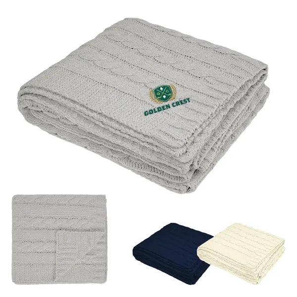Cable Knit rPET Chenille Blanket