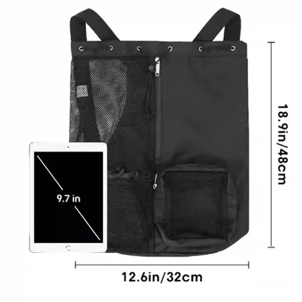 Beach Mesh Drawstring Backpack with Wet Pocket