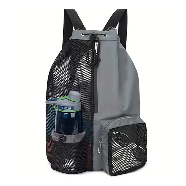 Beach Mesh Drawstring Backpack with Wet Pocket