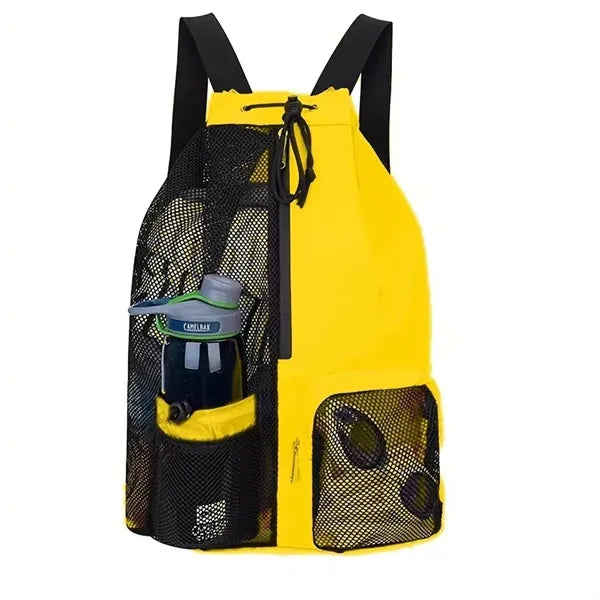 Beach Mesh Drawstring Backpack with Wet Pocket