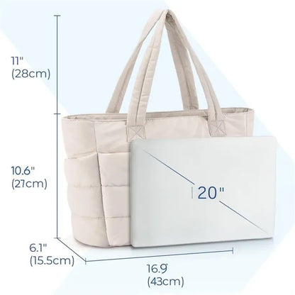 Tote Bag, Puffer Tote Bag Large Quilted Shoulder Bag for Wor