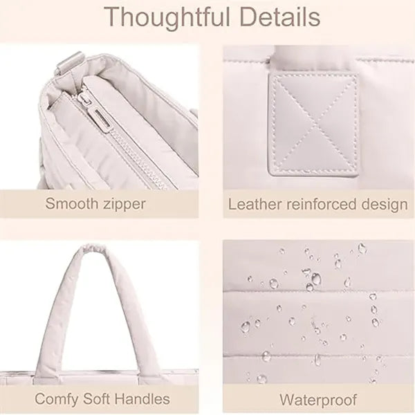 Tote Bag, Puffer Tote Bag Large Quilted Shoulder Bag for Wor