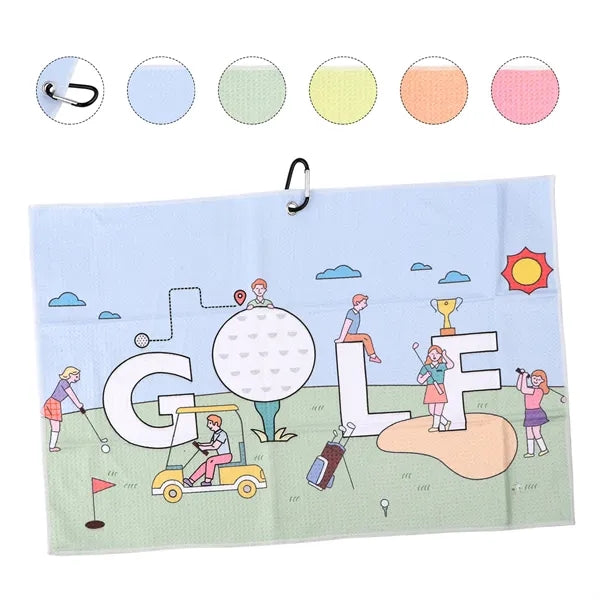 15.75"x23.5" Custom Microfiber Golf Towel W/ Carabiner Clip