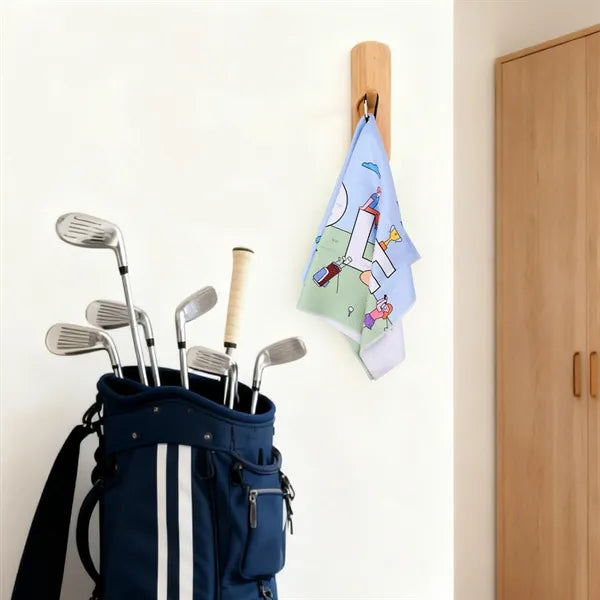 15.75"x23.5" Custom Microfiber Golf Towel W/ Carabiner Clip