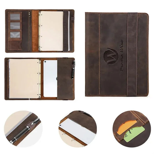A4 Genuine Leather Refillable Binders Notebooks Portfolio