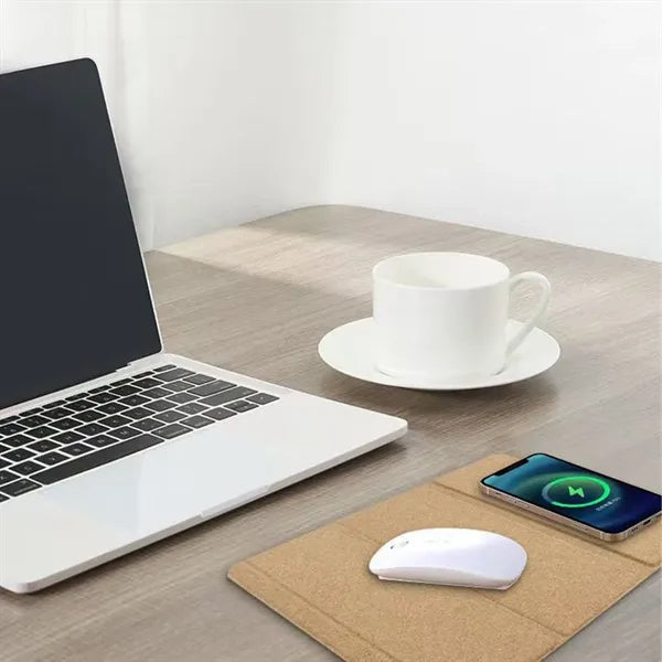 Foldable Cork Wireless Charging Mouse Pad Eco Friendly