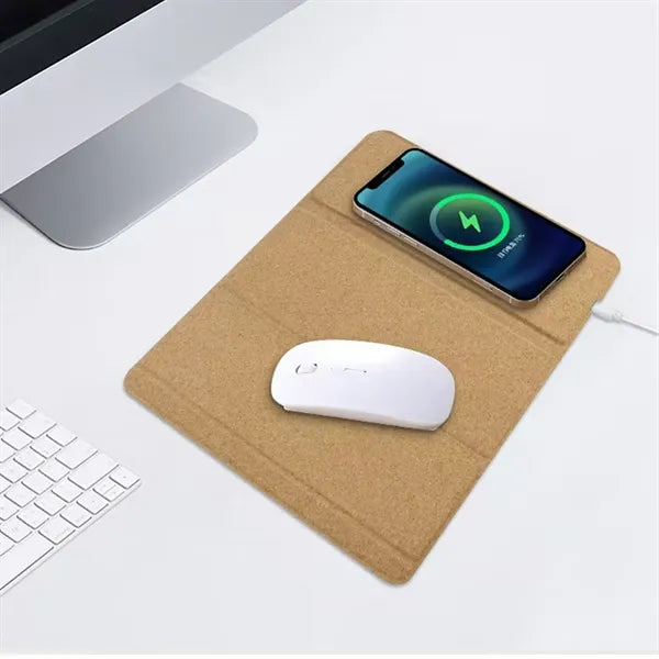 Foldable Cork Wireless Charging Mouse Pad Eco Friendly