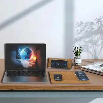 Foldable Cork Wireless Charging Mouse Pad Eco Friendly