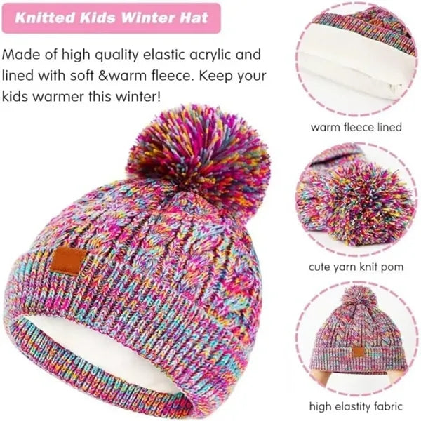 Kids Winter Hat Gloves Scarf Set