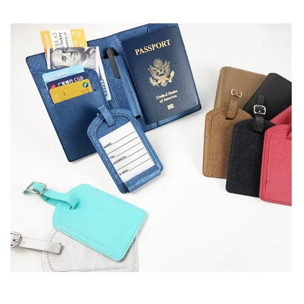 Travel Passport Cover Holder and Luggage Tag Set
