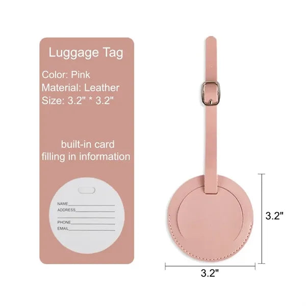 Round Leather Luggage Tag