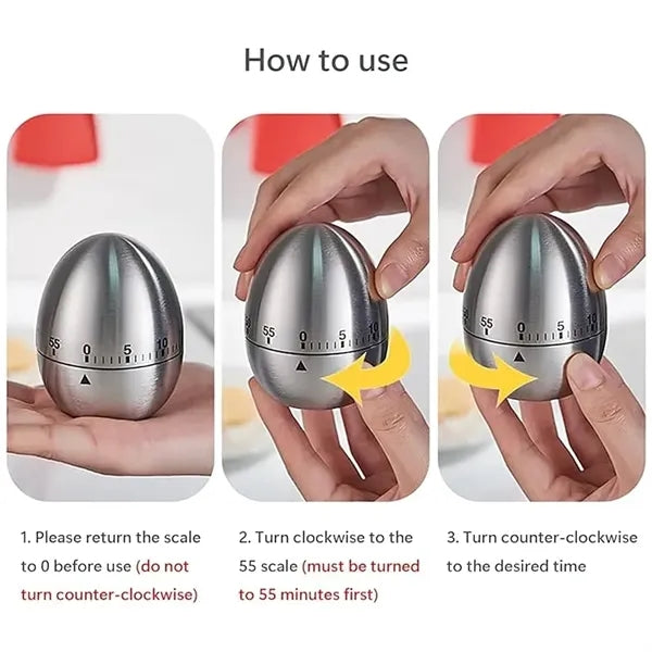 Egg Timer Stainless Steel Mechanical Count Down Timer