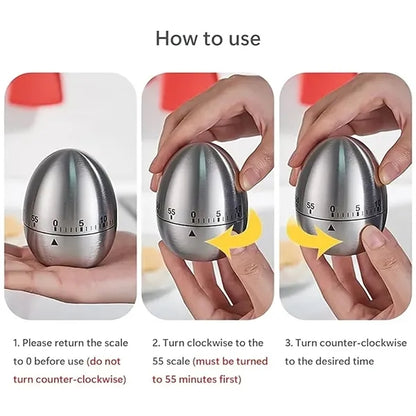 Egg Timer Stainless Steel Mechanical Count Down Timer