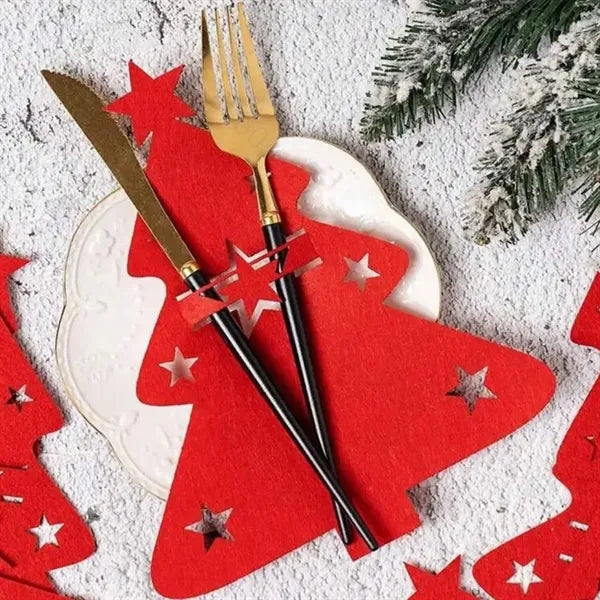 Christmas Tree Cutlery Bags Pockets Flatware Holders