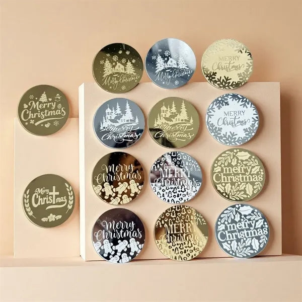 Acrylic Mirror Cupcake Toppers Disc Picks Cake Decorations