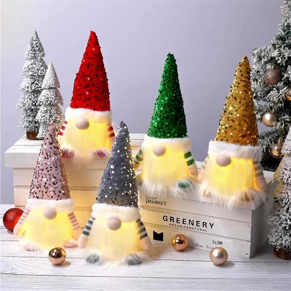 Lighted Christmas Gnome with Sequins for Thanksgiving Gift